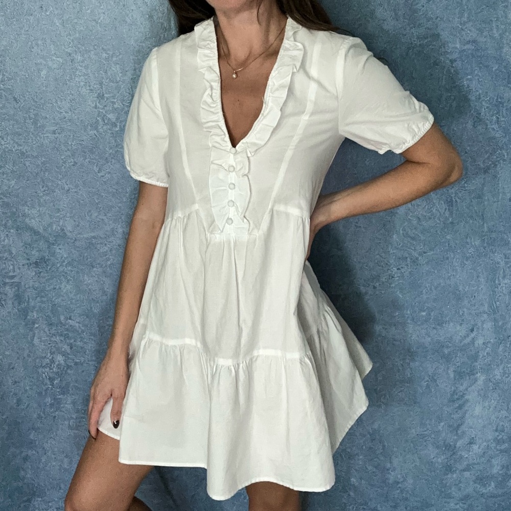 Zara White Mini Babydoll Dress